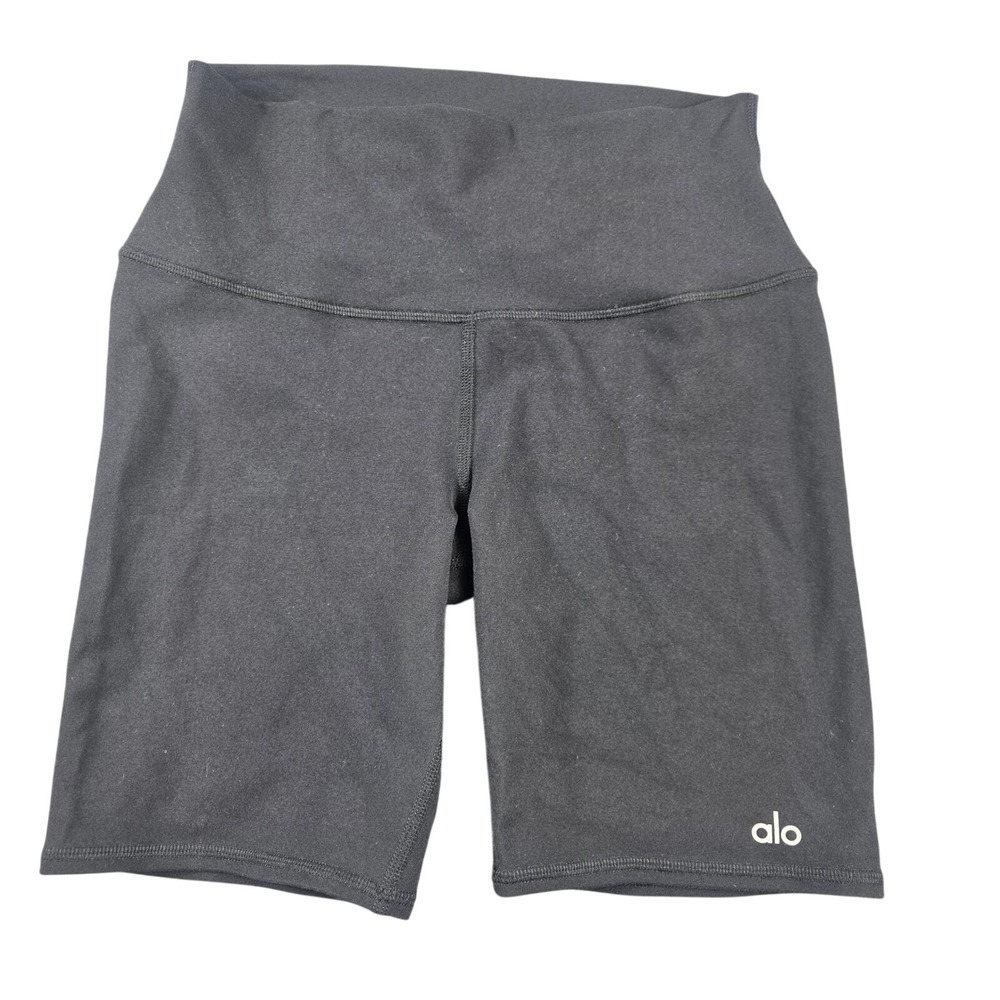 Alo Yoga High Waist Biker Shorts Womens Medium Black Activewear Cycling Yoga